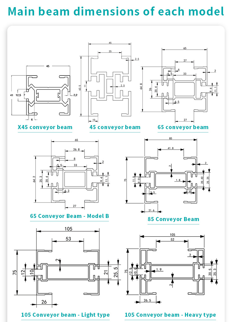 aluminum conveyor beam aluminum conveyor beam